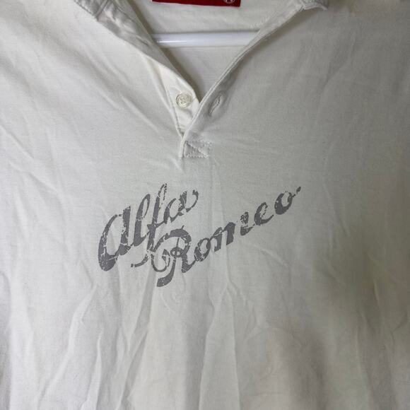 Vintage Alfa‎ Romeo Polo Shirt Men's Medium White Rugby Long Sleeve Racing Car - Picture 3 of 12